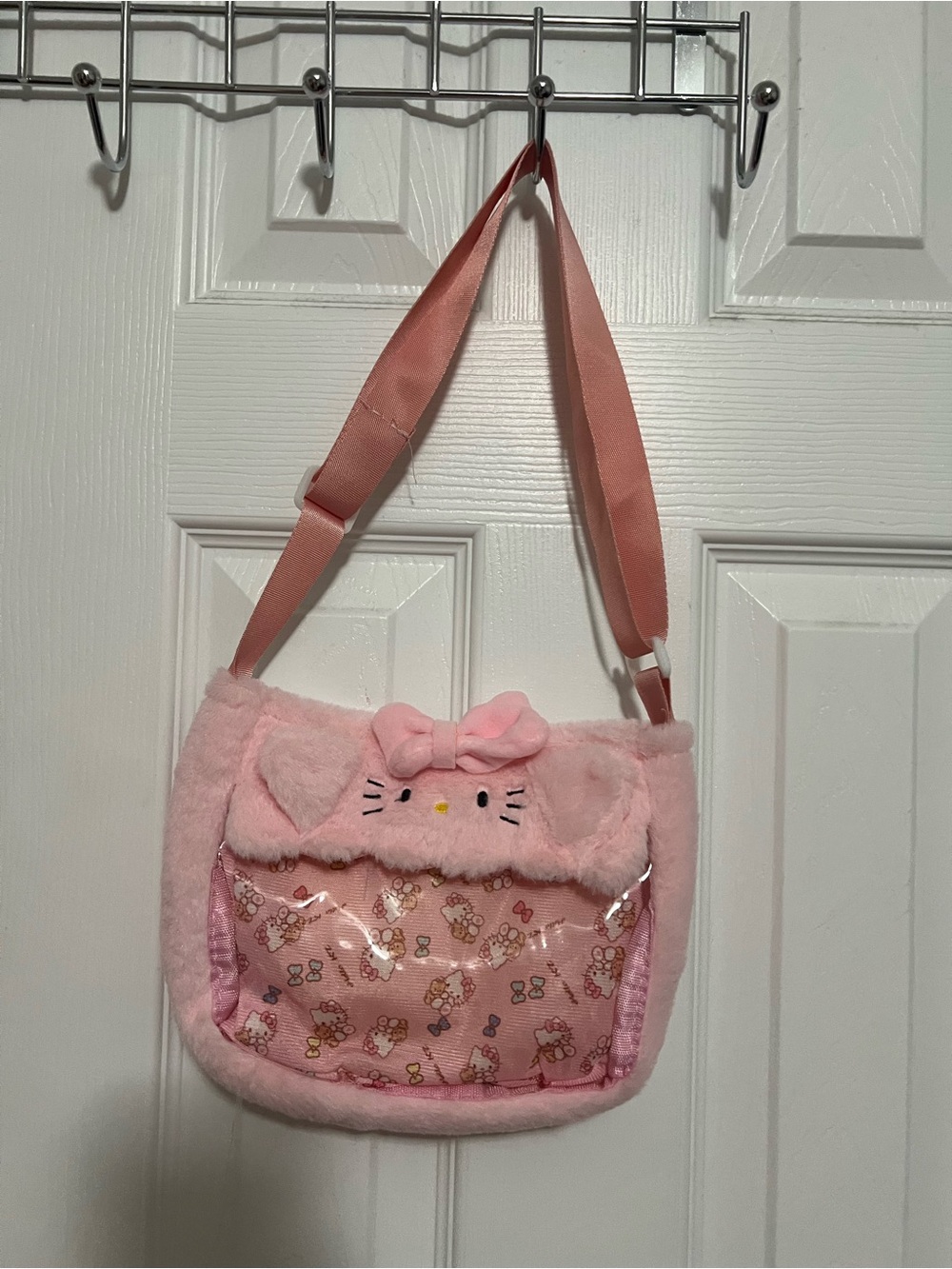 Pink Plush Kitty Kids Crossbody Bag